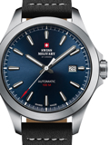 Swiss Military by Chrono Roloi Aftomato me Mavro Dermatino Louraki SMA34077.08