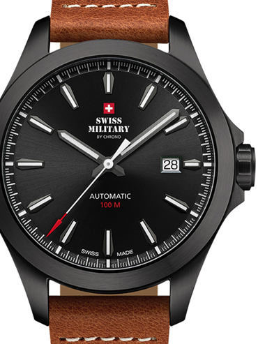 Swiss Military by Chrono Ρολόι Αυτόματο με Καφέ Δερμάτινο Λουράκι SMA34077.11