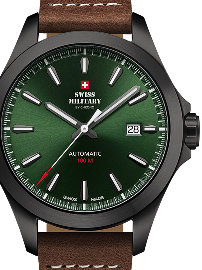 Swiss Military by Chrono Roloi Aftomato me Kafe Dermatino Louraki SMA34077.12
