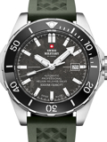 Swiss Military by Chrono Diver Roloi Aftomato me Prasino Kaoutsouk Louraki SMA34092.09