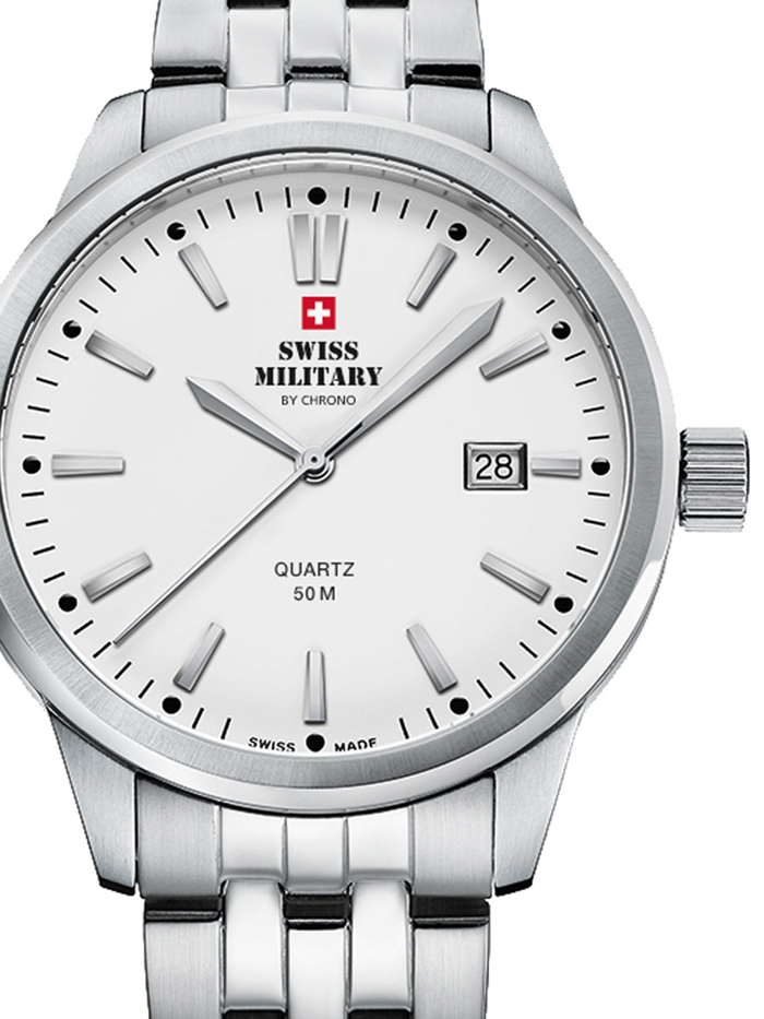 Swiss Military by Chrono Roloi Batarias me Asimi Metalliko Brasele SMP36009.02