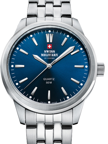 Swiss Military by Chrono Ρολόι Μπαταρίας με Ασημί Μεταλλικό Μπρασελέ SMP36010.09