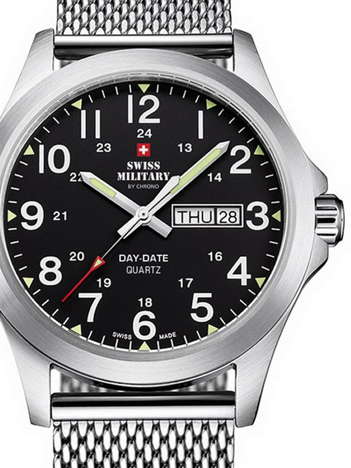 Swiss Military by Chrono Roloi Batarias me Asimi Metalliko Brasele SMP36040.13