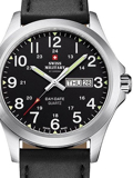 Swiss Military by Chrono Roloi Batarias me Mavro Dermatino Louraki SMP36040.15