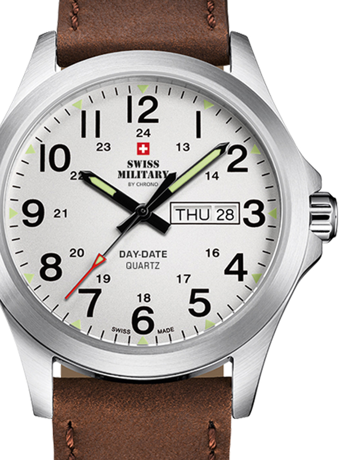 Swiss Military by Chrono Roloi Batarias me Kafe Dermatino Louraki SMP36040.16