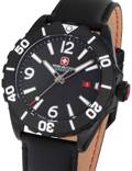 Swiss Military Hanowa Carbon Peak Roloi Batarias me Mavro Dermatino Louraki SMWGB0000230