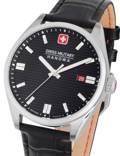 Swiss Military Hanowa Roadrunner Roloi Batarias me Mavro Dermatino Louraki SMWGB2200104