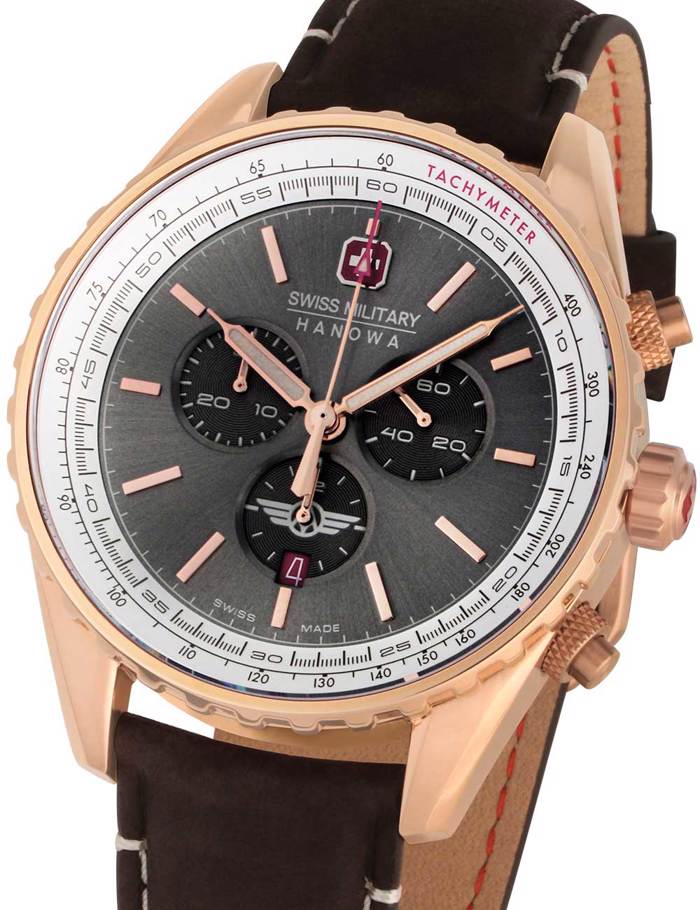 Swiss Military Hanowa Afterburn Roloi Xronogafos Batarias me Kafe Dermatino Louraki SMWGC0000320