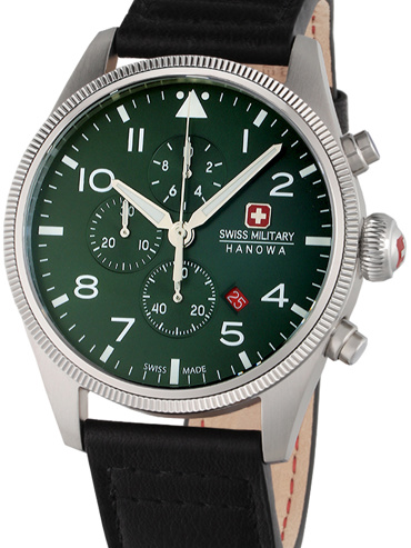 Swiss Military Hanowa Thunderbolt Ρολόι Χρονογράφος Μπαταρίας με Μαύρο Δερμάτινο Λουράκι SMWGC0000405