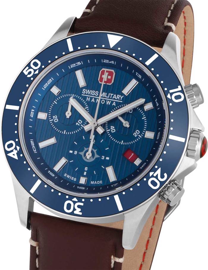 Swiss Military Hanowa Flagship X Roloi Xronogafos Batarias me Kafe Dermatino Louraki SMWGC2100706