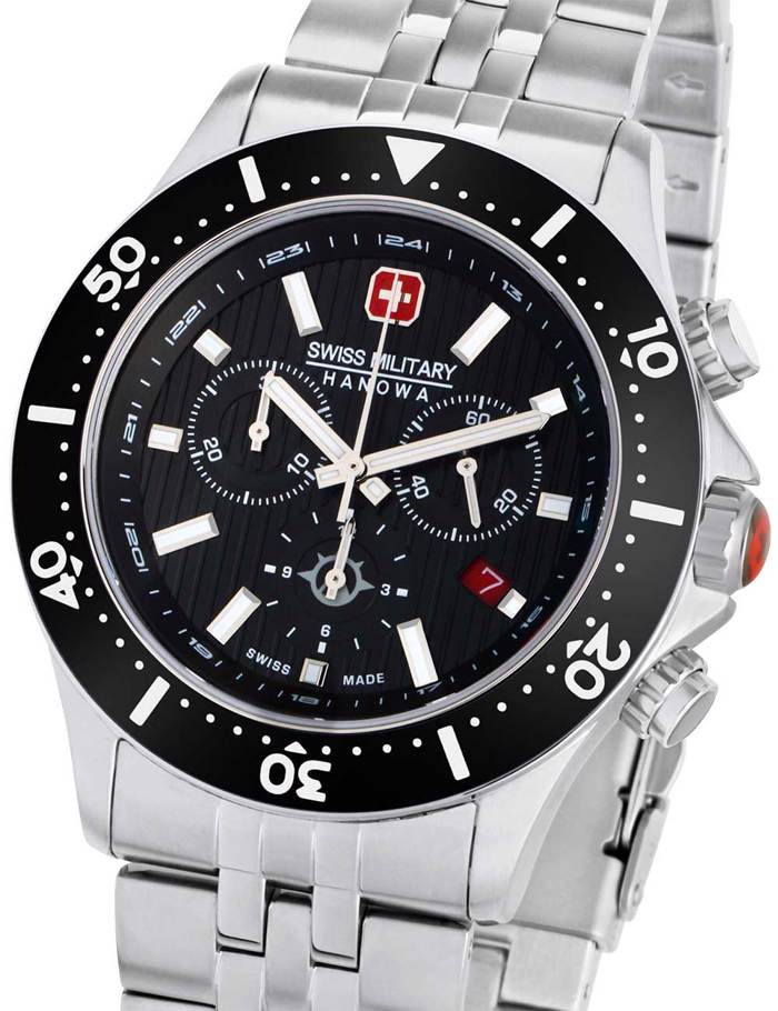 Swiss Military Hanowa Flagship X Roloi Xronogafos Batarias me Asimi Metalliko Brasele SMWGI2100701