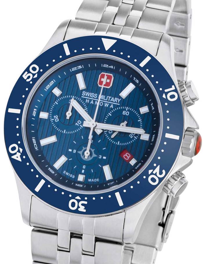 Swiss Military Hanowa Flagship X Roloi Xronogafos Batarias me Asimi Metalliko Brasele SMWGI2100703