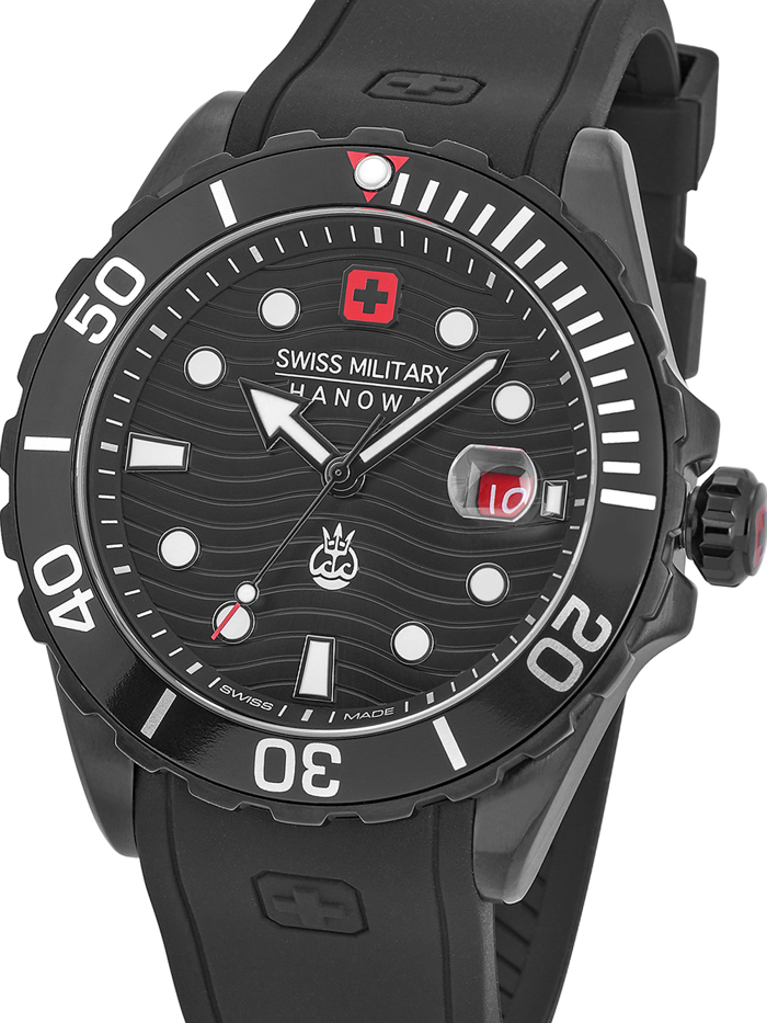 Swiss Military Hanowa Offshore Diver II Roloi Batarias me Mavro Kaoutsouk Louraki SMWGN2200330