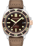 Spinnaker Hull Diver Roloi Aftomato me Kafe Dermatino Louraki SP-5088-04