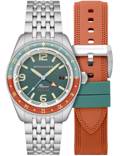 Spinnaker Fleuss GMT Roloi Aftomato me Asimi Metalliko Brasele kai Portokali Kaoutsouk Louraki SP-5120-33