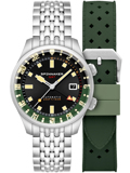 Spinnaker Bradner GMT Roloi Aftomato me Asimi Metalliko Brasele kai Prasino Kaoutsouk Louraki SP-5121-44