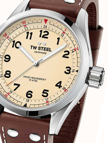 TW-Steel Volante Ρολόι Μπαταρίας με Καφέ Δερμάτινο Λουράκι SVS101