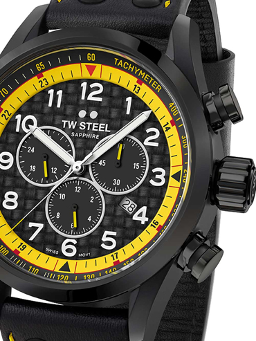 TW-Steel Coronel WTCR Special Edition Ρολόι Χρονογράφος Μπαταρίας με Μαύρο Δερμάτινο Λουράκι SVS301