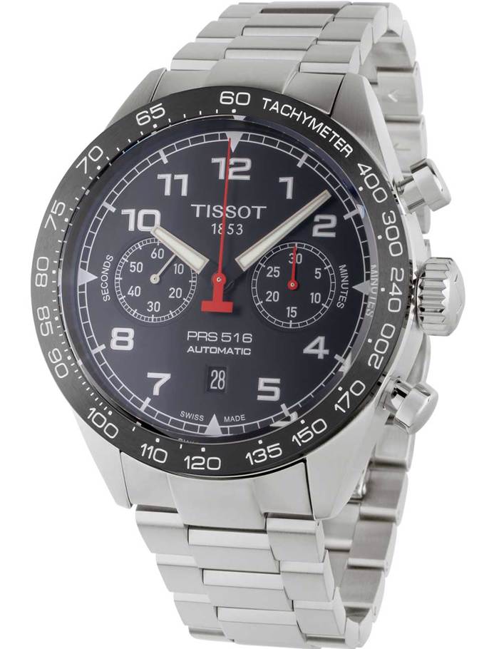 Tissot PRS 516 Roloi Xronogafos Aftomato me Asimi Metalliko Brasele T131.627.11.052.00