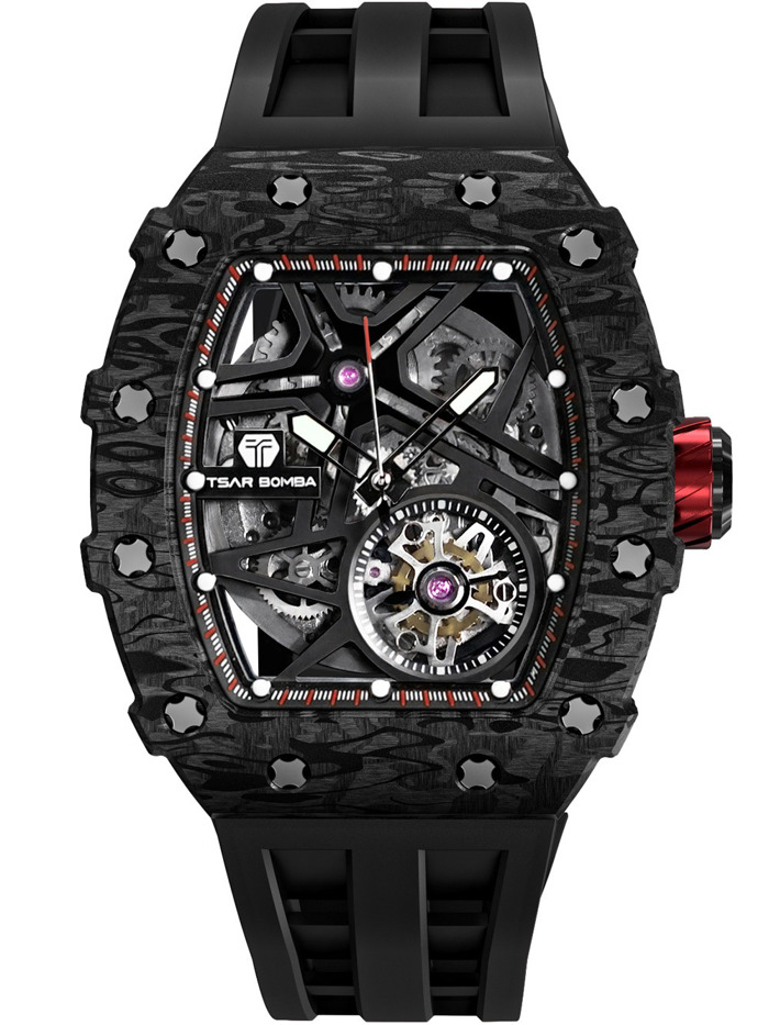 Tsar Bomba TB8209CF-01 Mens Watch Elementar Carbon Fiber Automatic 44mm 5ATM 