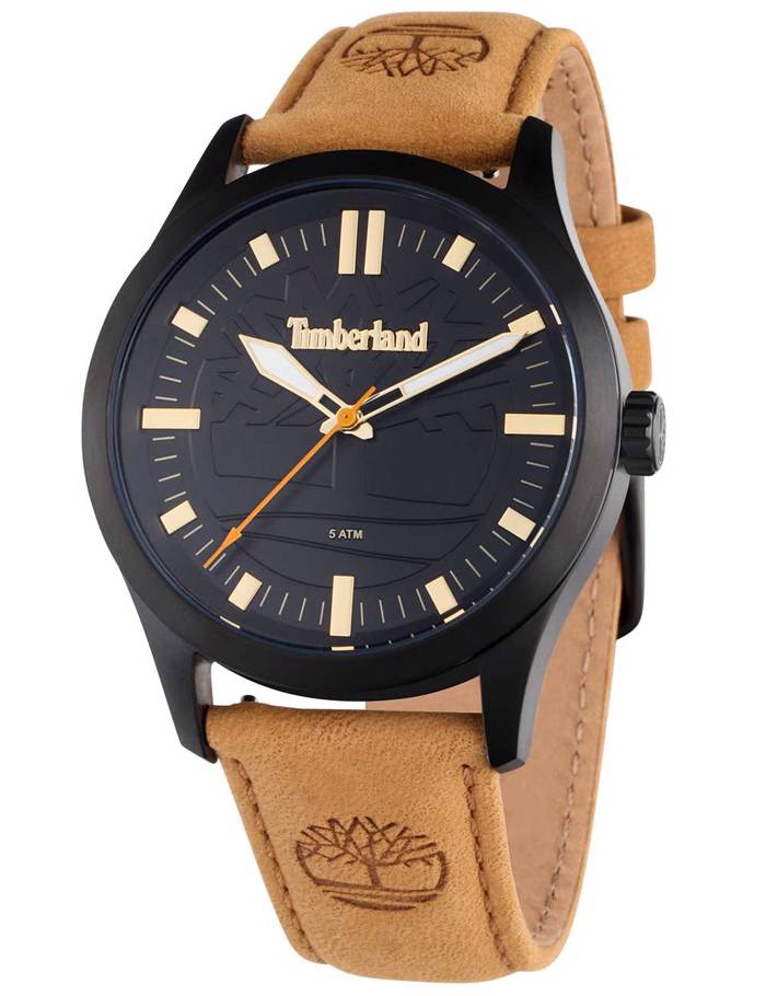 Timberland Rambush Roloi Batarias me Kafe Dermatino Louraki TDWGA0029601