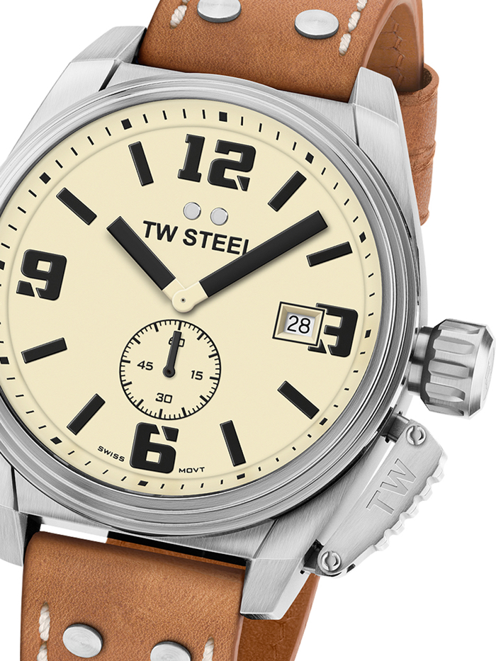 TW-Steel Canteen Limited Edition Roloi Batarias me Kafe Dermatino Louraki TW1000