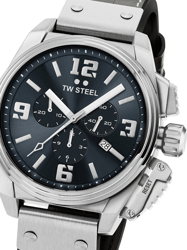 TW-Steel Canteen Limited Edition Ρολόι Χρονογράφος Μπαταρίας με Γκρι Δερμάτινο Λουράκι TW1013