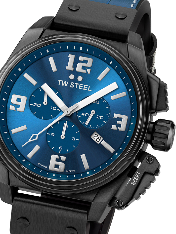 TW-Steel Canteen Limited Edition Roloi Xronogafos Batarias me Ble Dermatino Louraki TW1016