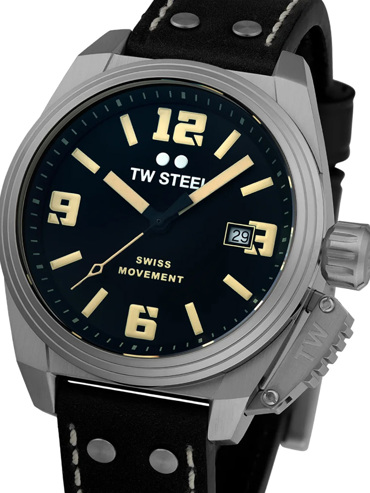 TW-Steel Canteen Ρολόι Μπαταρίας με Μαύρο Δερμάτινο Λουράκι TW1101