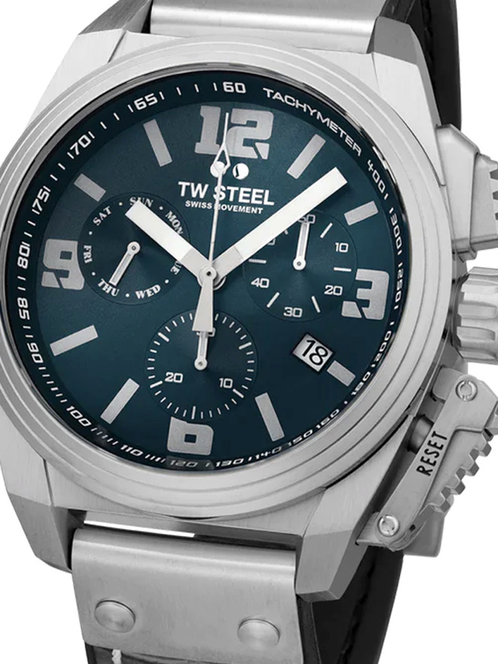 TW-Steel Canteen Roloi Xronogafos Batarias me Ggri Dermatino Louraki TW1114