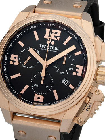 TW-Steel Canteen Ρολόι Χρονογράφος Μπαταρίας με Μαύρο Δερμάτινο Λουράκι TW1115