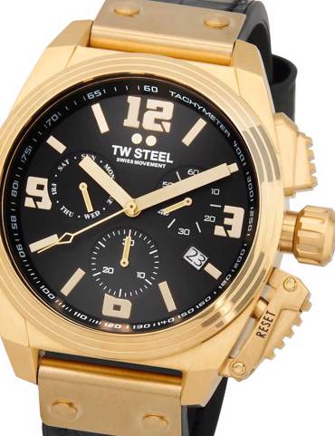 TW-Steel Canteen Ρολόι Χρονογράφος Μπαταρίας με Μαύρο Δερμάτινο Λουράκι TW1118
