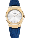 D1 Milano Classic Denim Ultra Thin Roloi Batarias me Ble Dermatino Louraki UTDL03
