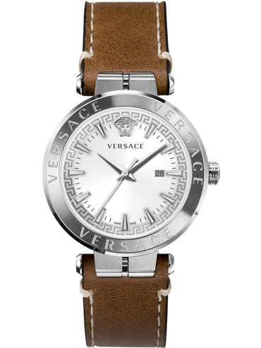 Versace Aion Ρολόι Μπαταρίας με Καφέ Δερμάτινο Λουράκι VE2F00121