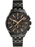 Versace Glace Roloi Xronogafos Batarias me Mavro Metalliko Brasele VEBJ00618