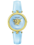 Versace Palazzo Empire Roloi Batarias me Ble Dermatino Louraki VECQ00918