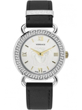 Versace Medusa Roloi Batarias me Mavro Dermatino Louraki VEPU00220