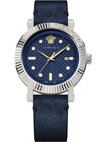 Versace V-Classic Ρολόι Μπαταρίας με Μπλε Δερμάτινο Λουράκι VESR00222