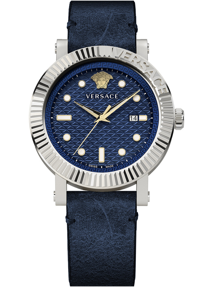 Versace V-Classic Roloi Batarias me Ble Dermatino Louraki VESR00222