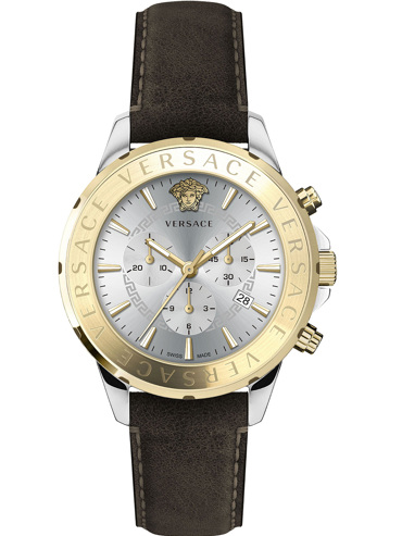 Versace Signature Chronograph Ρολόι Χρονογράφος Μπαταρίας με Καφέ Δερμάτινο Λουράκι VEV601323