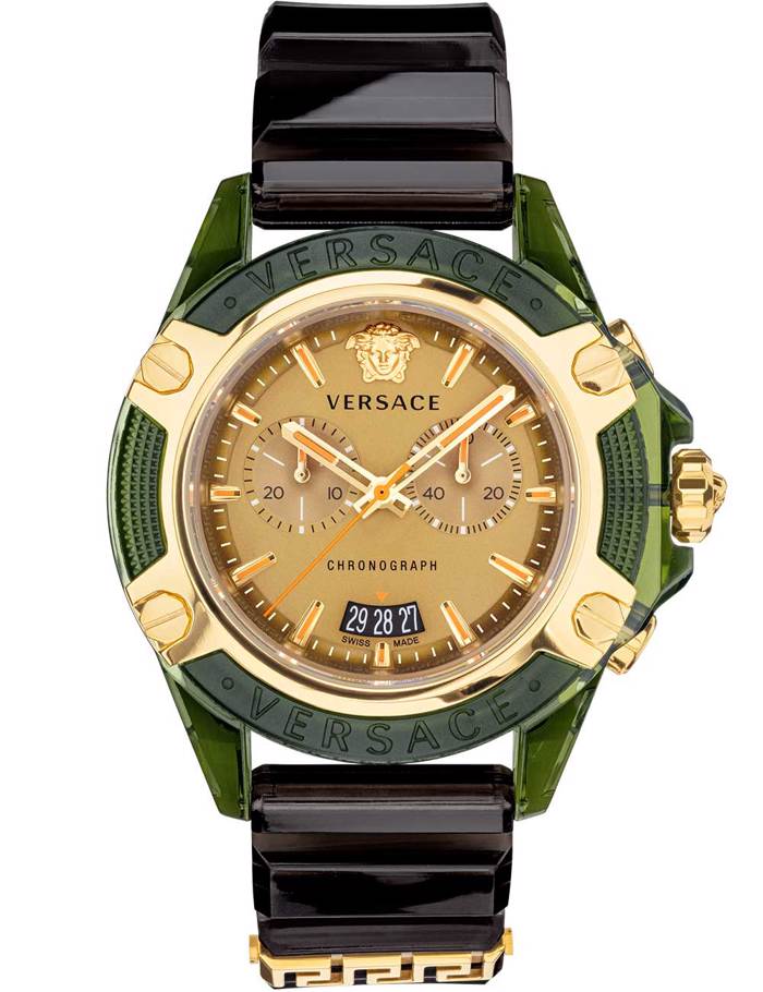 Versace Active Roloi Xronogafos Batarias me Mavro Kaoutsouk Louraki VEZ700321