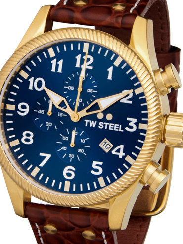 TW-Steel Volante Ρολόι Χρονογράφος Μπαταρίας με Καφέ Δερμάτινο Λουράκι VS114