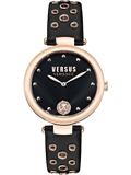 Versus by Versace Los Feliz Roloi Batarias me Mavro Dermatino Louraki VSP1G0321