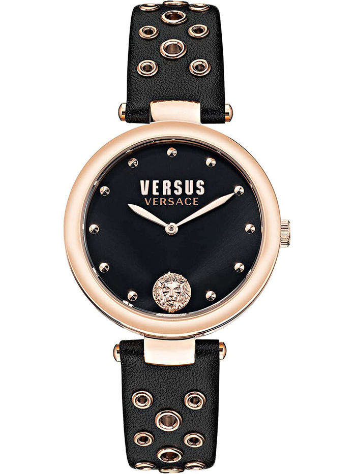Versus by Versace Los Feliz Roloi Batarias me Mavro Dermatino Louraki VSP1G0321