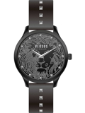 Versus by Versace Domus Roloi Batarias me Mavro Dermatino Louraki VSPVQ0420
