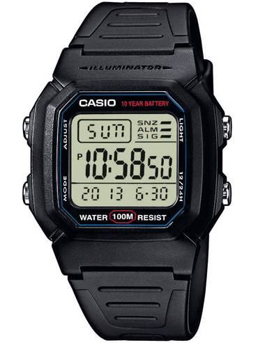 Casio Collection Ρολόι Μπαταρίας με Μαύρο Καουτσούκ Λουράκι W-800H-1AVES
