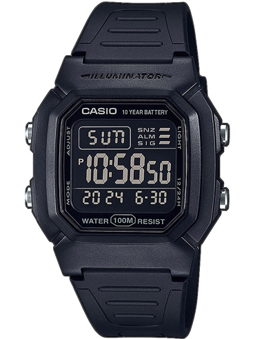 Casio Collection Ρολόι Μπαταρίας με Μαύρο Καουτσούκ Λουράκι W-800H-1BVES