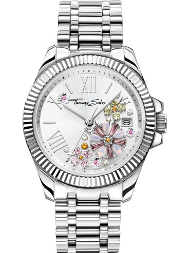 Thomas Sabo WA0381-201-201 Ladies Watch Flowers 33mm 5ATM 