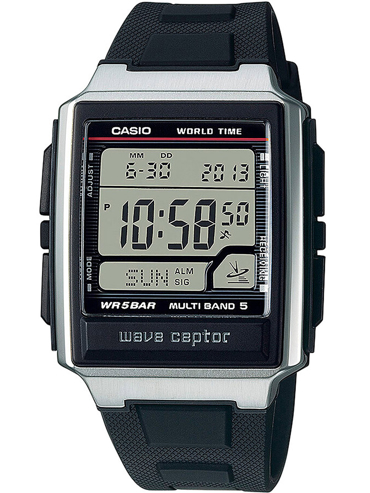 Casio Collection Radio-Controlled Ρολόι Μπαταρίας με Μαύρο Καουτσούκ Λουράκι WV-59R-1AEF