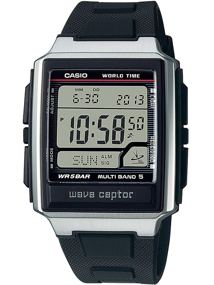 Casio Collection Radio-Controlled Roloi Batarias me Mavro Kaoutsouk Louraki WV-59R-1AEF